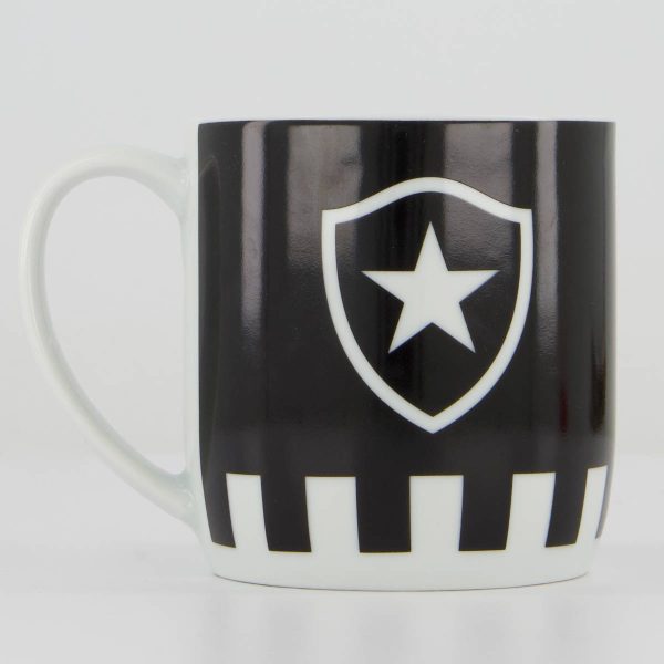 Caneca Botafogo Porcelana Preta e Branca