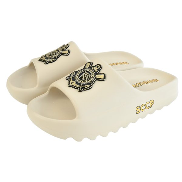 Chinelo Nuvem Corinthians Slide Oficial Licenciado Bege Empório Alex
