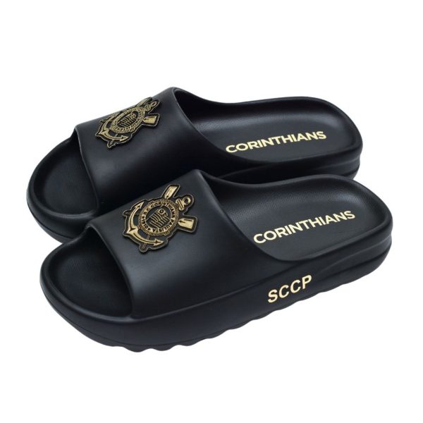 Chinelo Nuvem Corinthians Slide Oficial Licenciado Preto Empório Alex