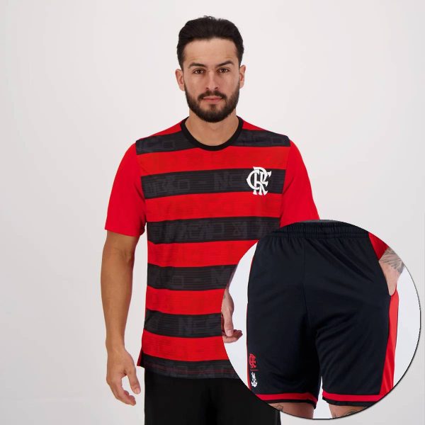 Conjunto Camisa e Bermuda Flamengo Vermelha e Preta
