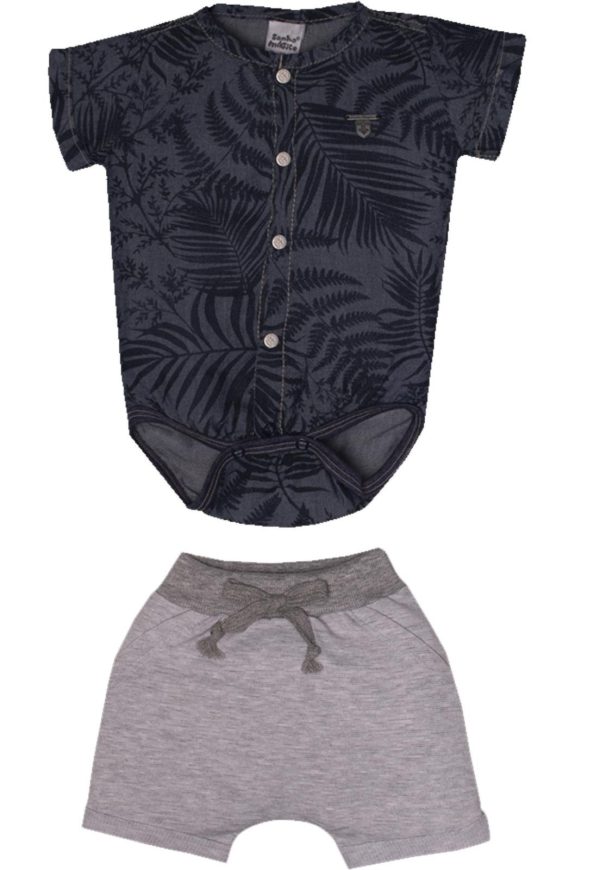 Infantil - Kit Body Cinza Palmeira Sonho Magico M Cinza