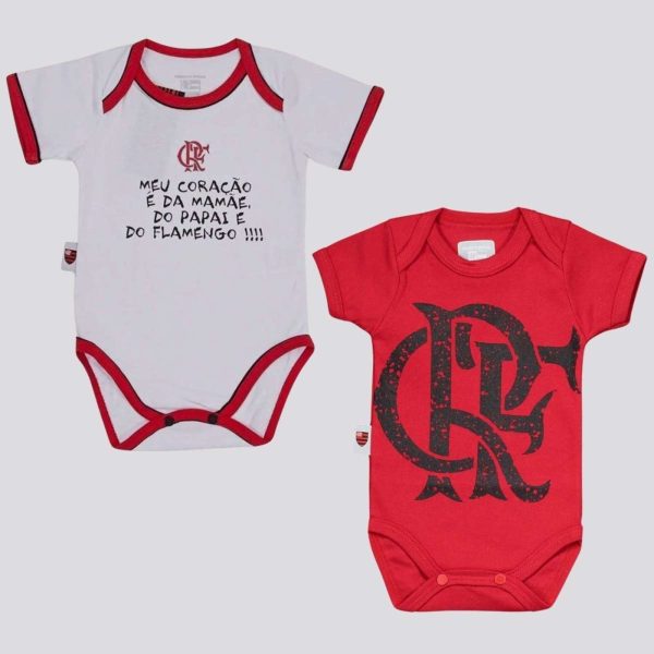 Kit Flamengo Bodys Branco e Vermelho