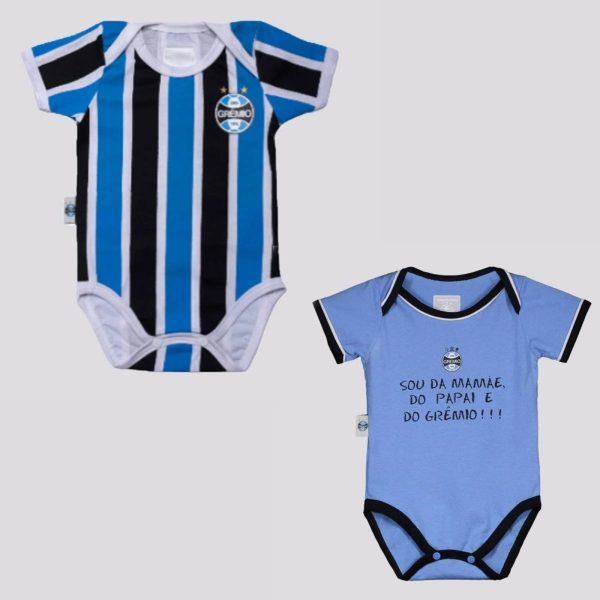 Kit Grêmio Bodys Shield Azul e Home Listrado