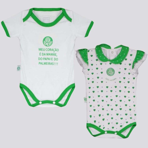 Kit Palmeiras Bodys Heart Verde e Shield Verde
