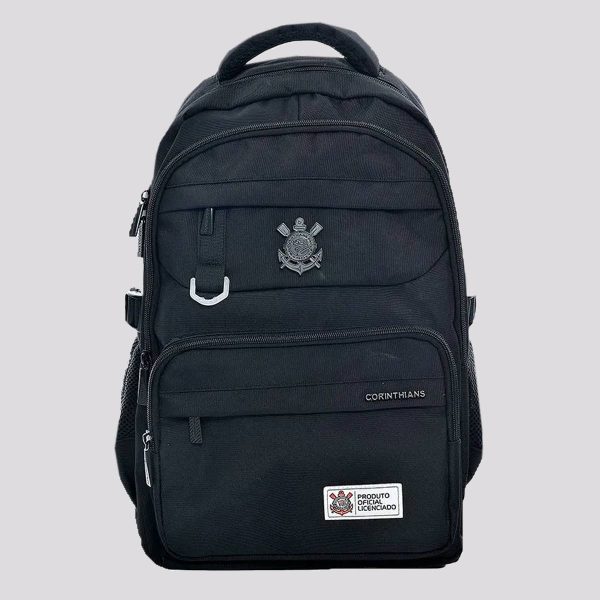 Mochila Corinthians Escudo Esportiva Preta