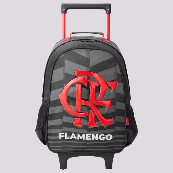 Mochila Flamengo com Rodas Preta e Vermelha