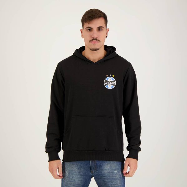 Moletom Grêmio Canguru Preto Escudo