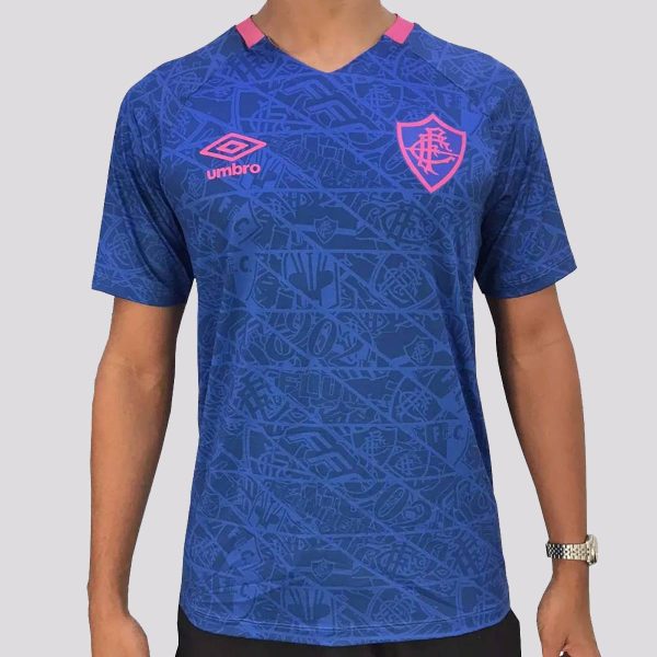 Camisa Umbro Fluminense Aquecimento 2025 Azul e Rosa