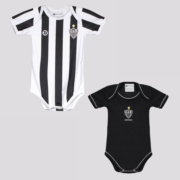 Kit Atlético Mineiro Bodys Preto e Listrado