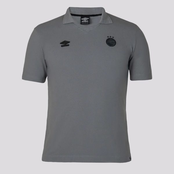 Polo Umbro Grêmio Viagem 2025 Cinza e Preta